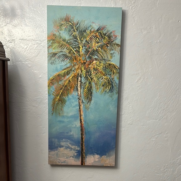 Palm Tree Canvas Wall Art - Blue and Green